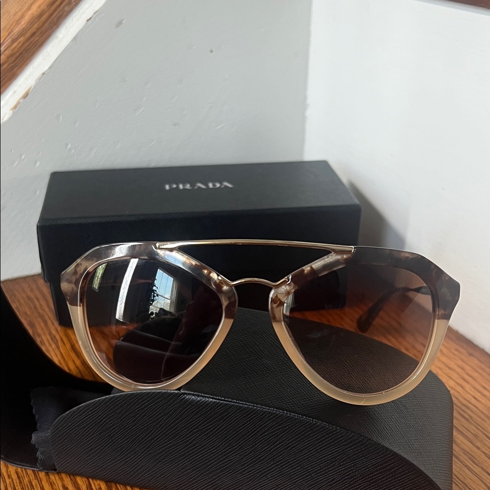 Prada Two-Tone Brown and Cream Cat-Eye Sunglasses